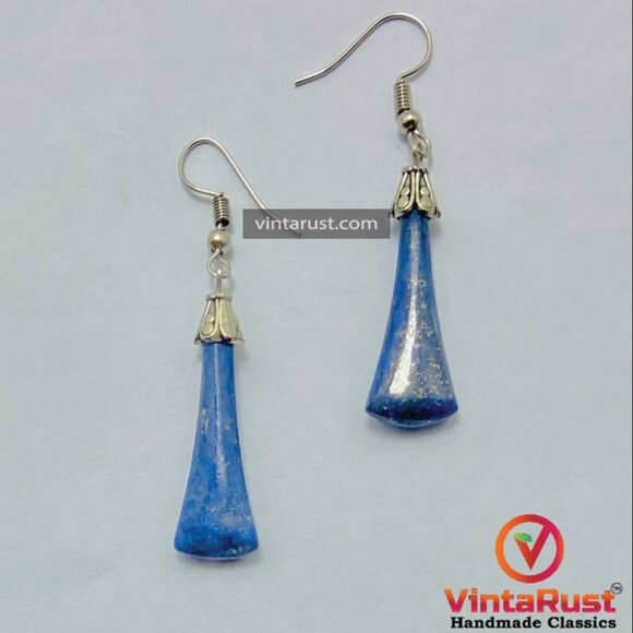 Dangle Earrings, Gemstone Dangle Earrings, Lapis Lazuli Handmade Earrings - Picture 8 of 10